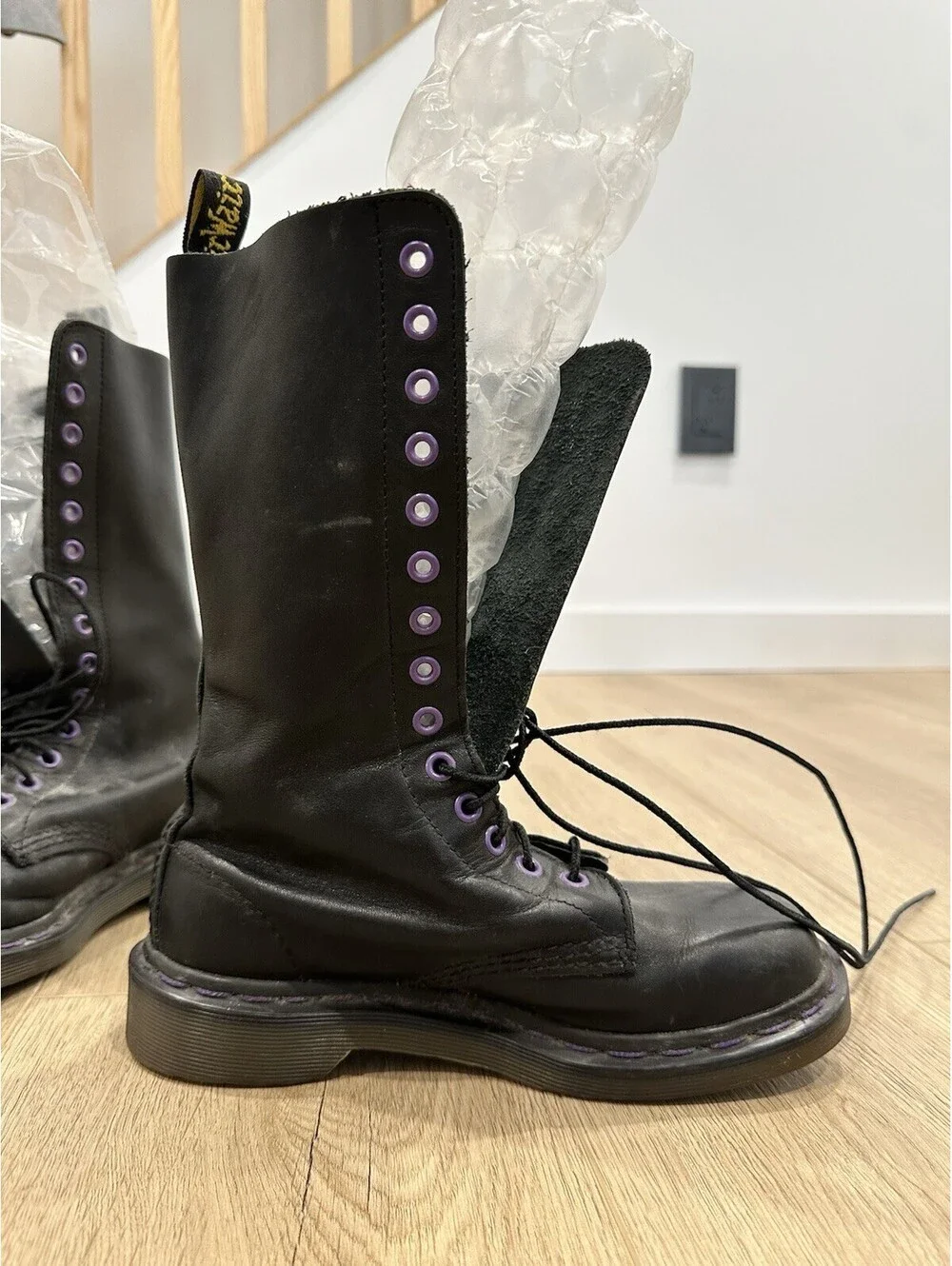 Doc Dr. Martens 14 Eye Boots Women's Size 4 Black Leather Combat England